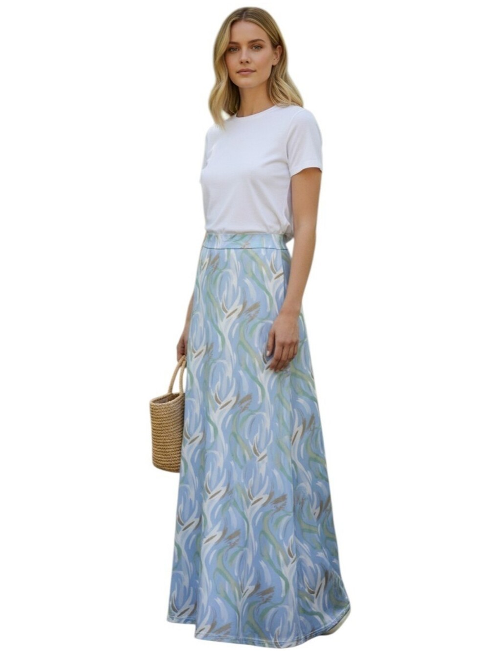 Abstract Printed Maxi A Line Skirt L